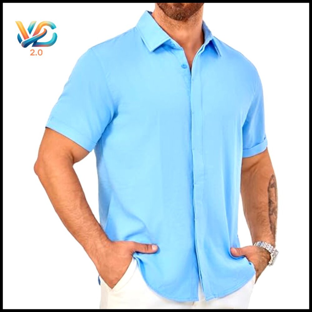 Lightweight Stretch Button Down Shirt Casual Vaca… - image 6